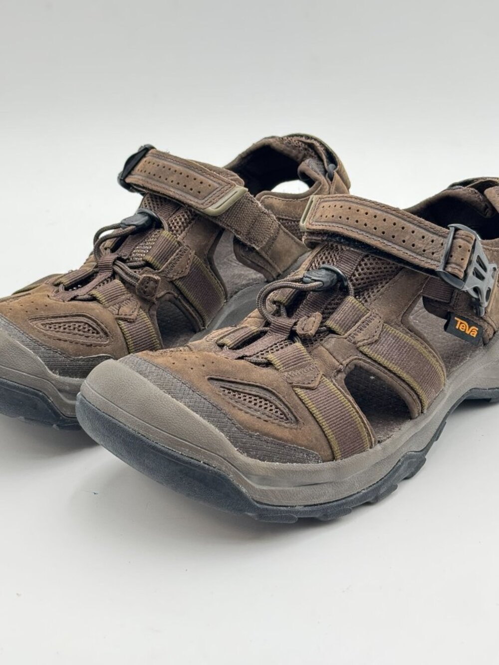 Teva Omnium 2 Leather Sandals Mens 11 Coffee Brown Leather Hiking Water Sport